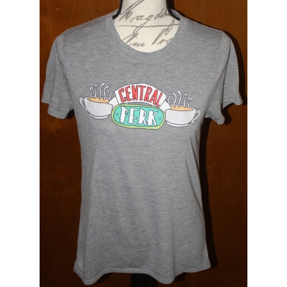 Friends SS T-Shirt Womens Medium Gray Graphics Central Perk Adult Ladies